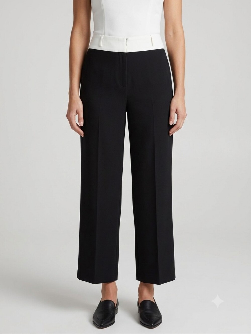 Vintage Joseph Ribkoff Wide Leg Pants Colorblock 90s High Rise Black White 14